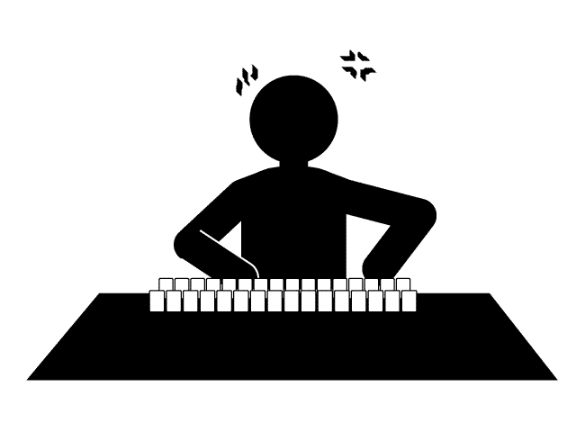 Frustrated mahjong player losing