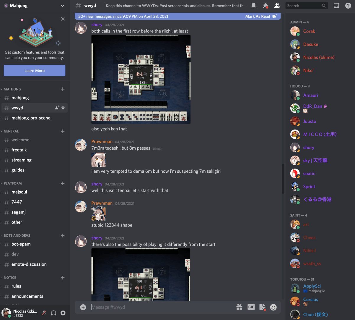 Mahjong Discord Channel