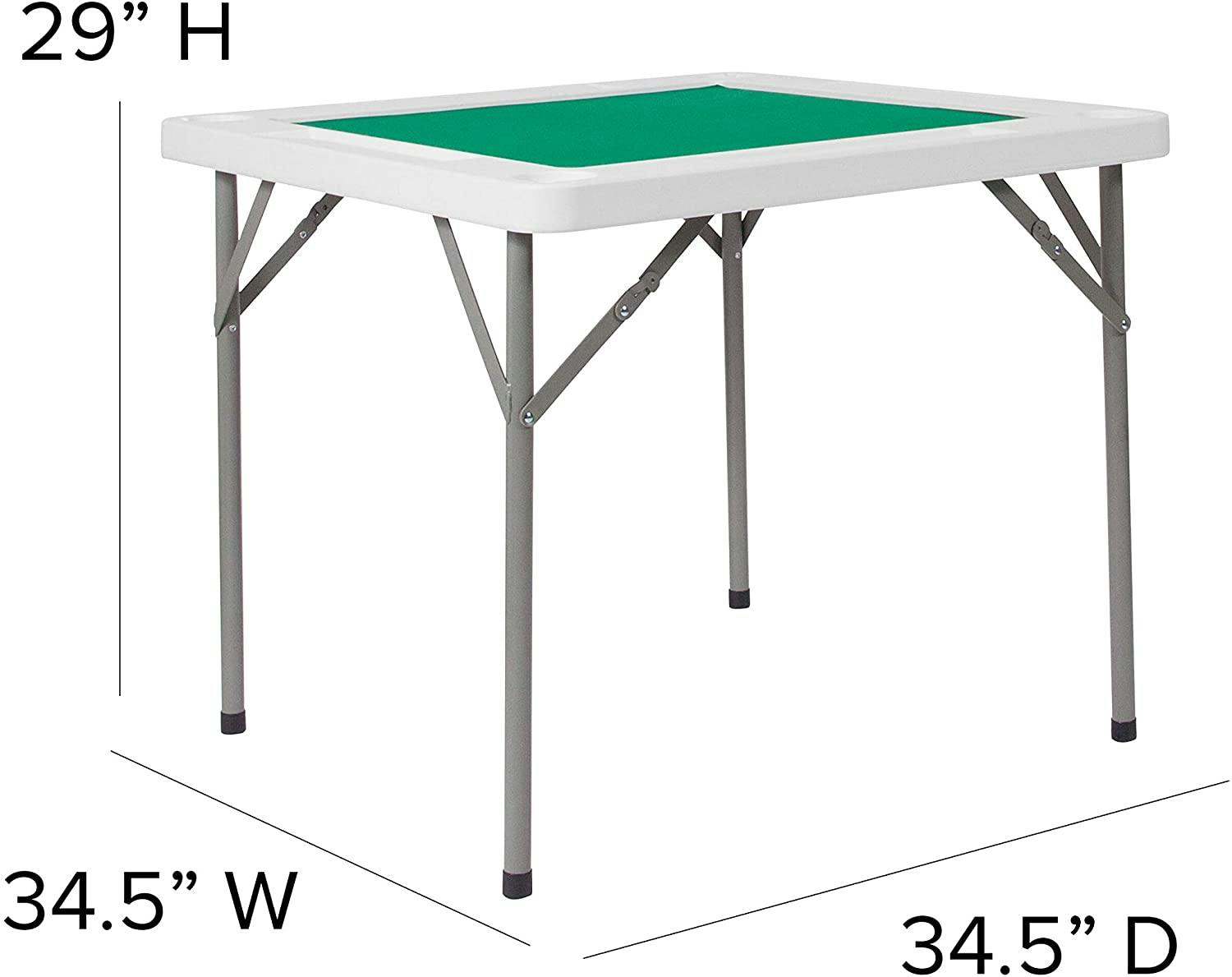 Flash Furniture 34.5" Square 4-Player Folding Card Game Table with Green Playing Surface and Cup Holders