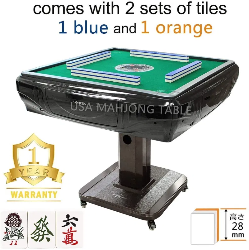 Japanese Style Automatic Mahjong Table Magnetic 28mm Mini Size Riichi Mahjong Tiles with 2 Sets of Japanese Tiles + One Year Warranty Easy Assembly in 30mins